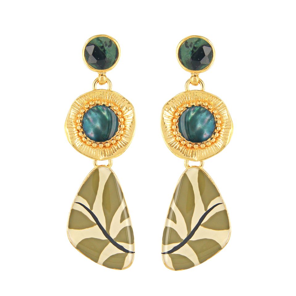 Zen Blu Bloom Studded Drop Earring