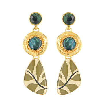 Zen Blu Bloom Studded Drop Earring