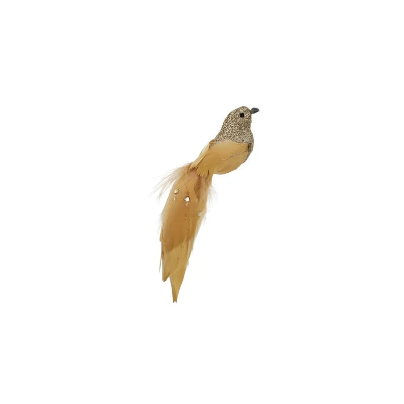 Clip on Gold Feathered Bird