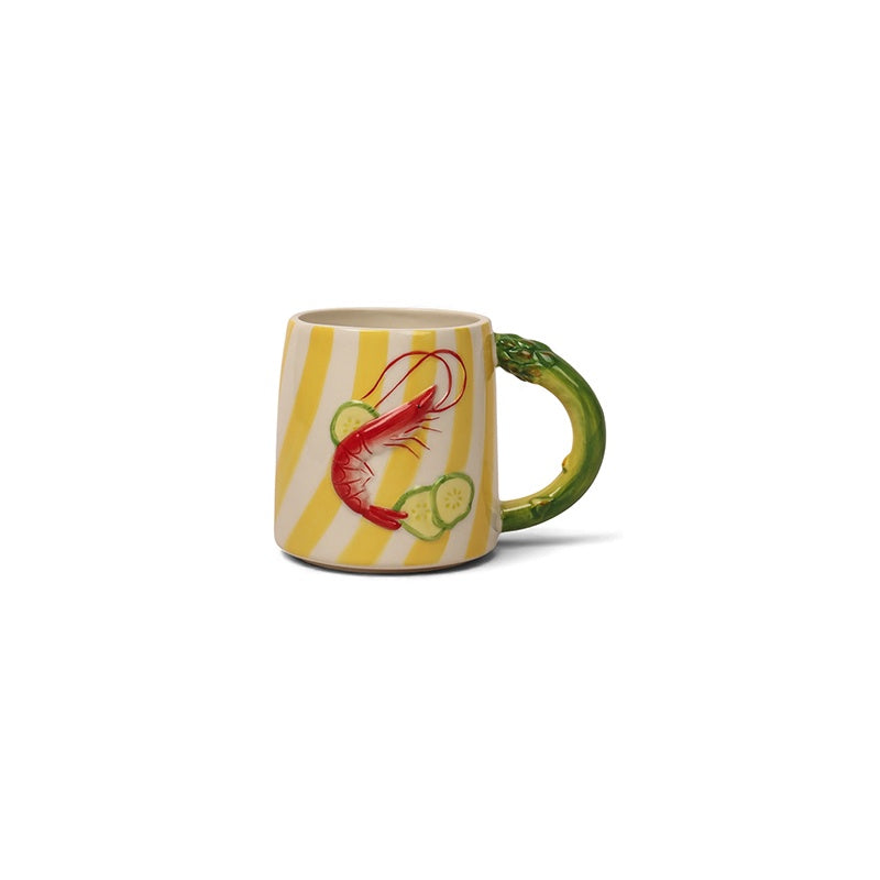 Asparagus and  Prawn Stoneware Mug