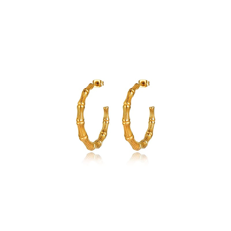 Bamboo Look Hoop Earrings