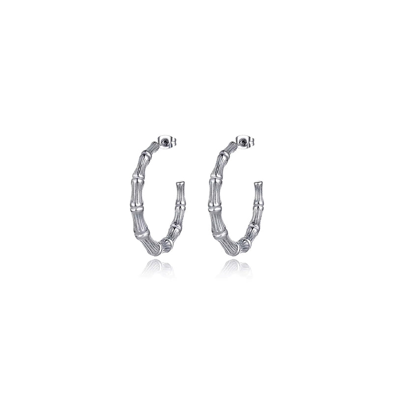 Bamboo Look Hoop Earrings