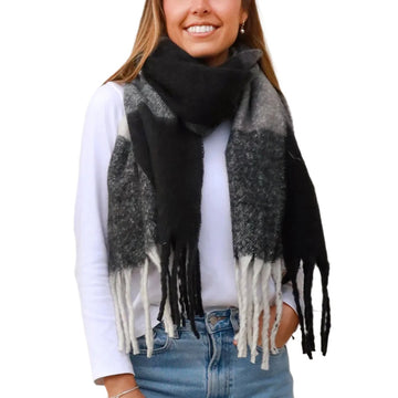 Black and White Checkered Winter Scarf