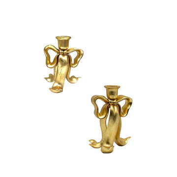 Gold Bow Candle Holder