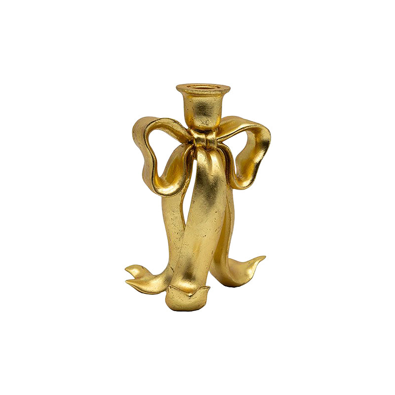 Gold Bow Candle Holder