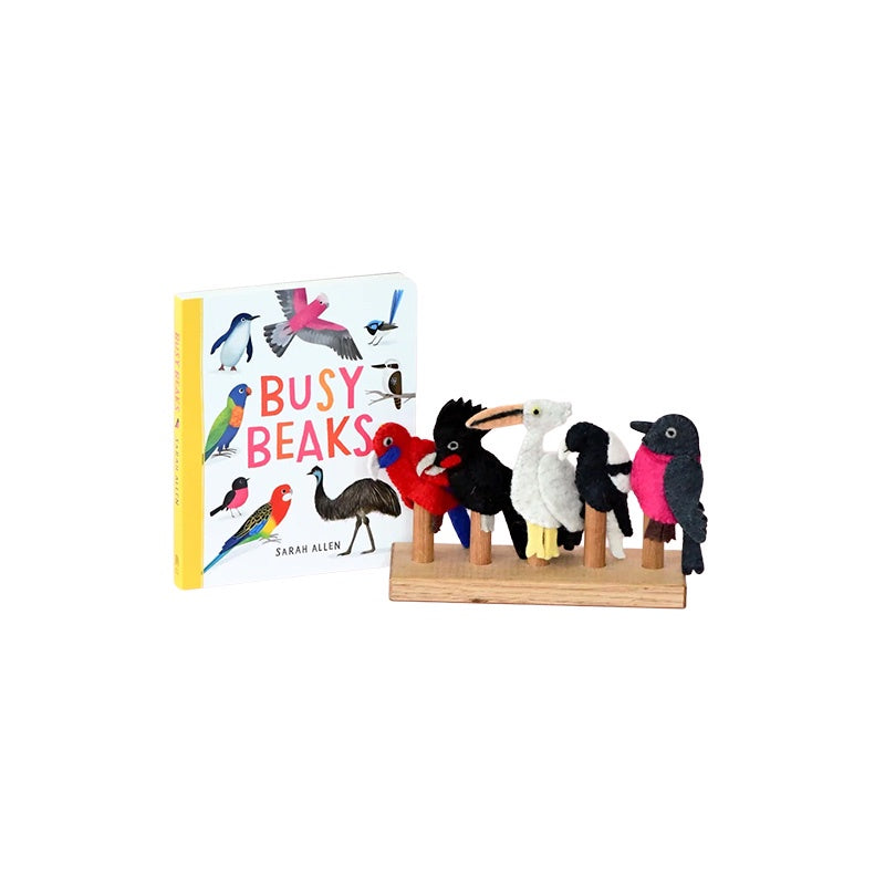 Busy Beaks Finger Puppets and Book Set by Sarah Allen