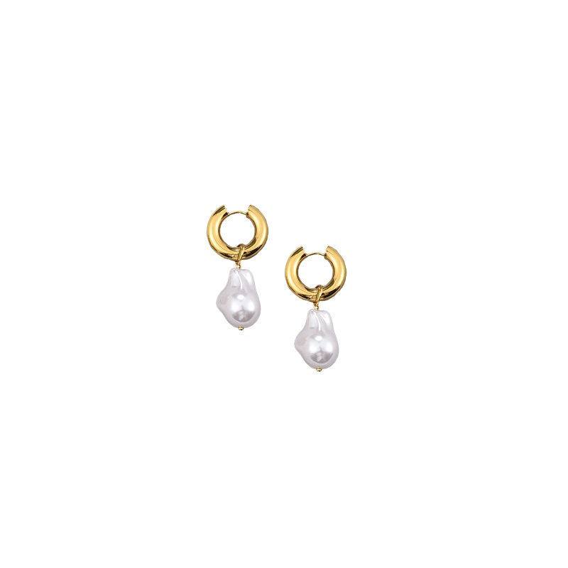 Chunky Pearl Hoop Earrings