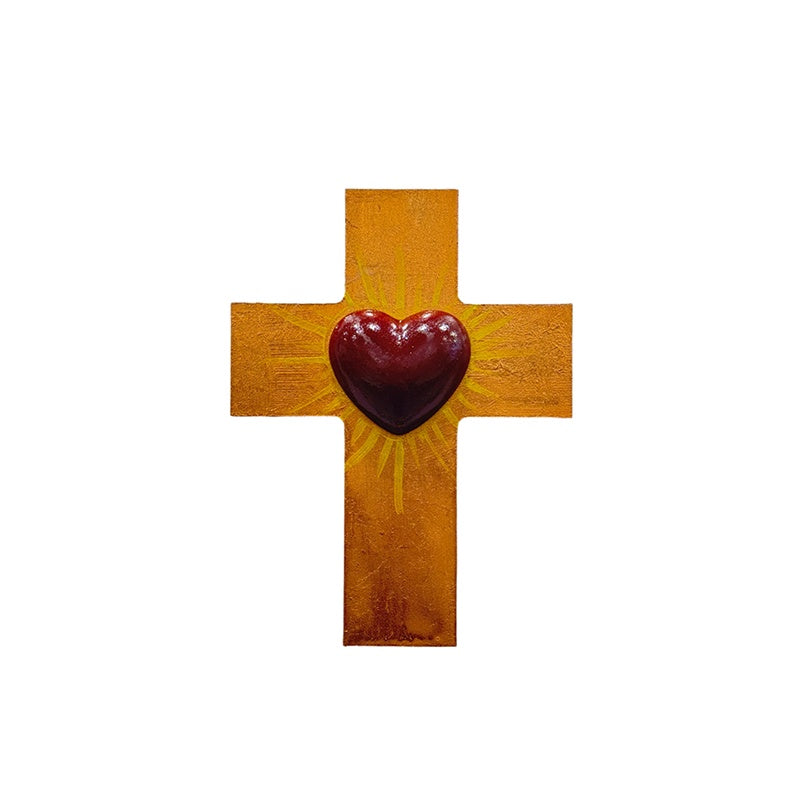 Rose Gold Cross with Ceramic Heart