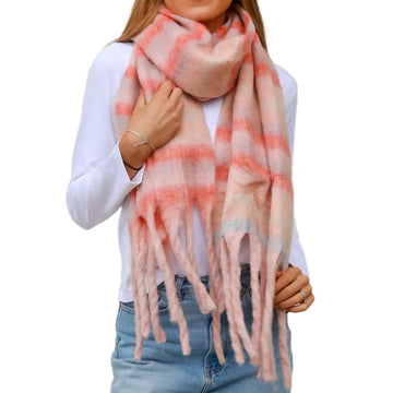 Peach Stripe Winter Scarf