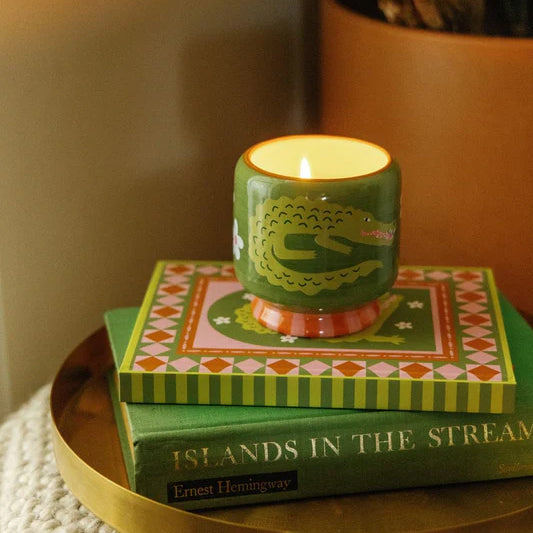 Prickly Pear Crocodile Ceramic Candle