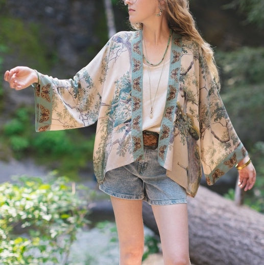 Earth and Sky Cropped Bamboo Kimono