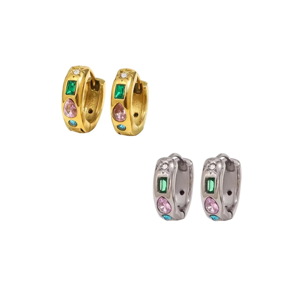 Geometric Stone Mini Hoops
