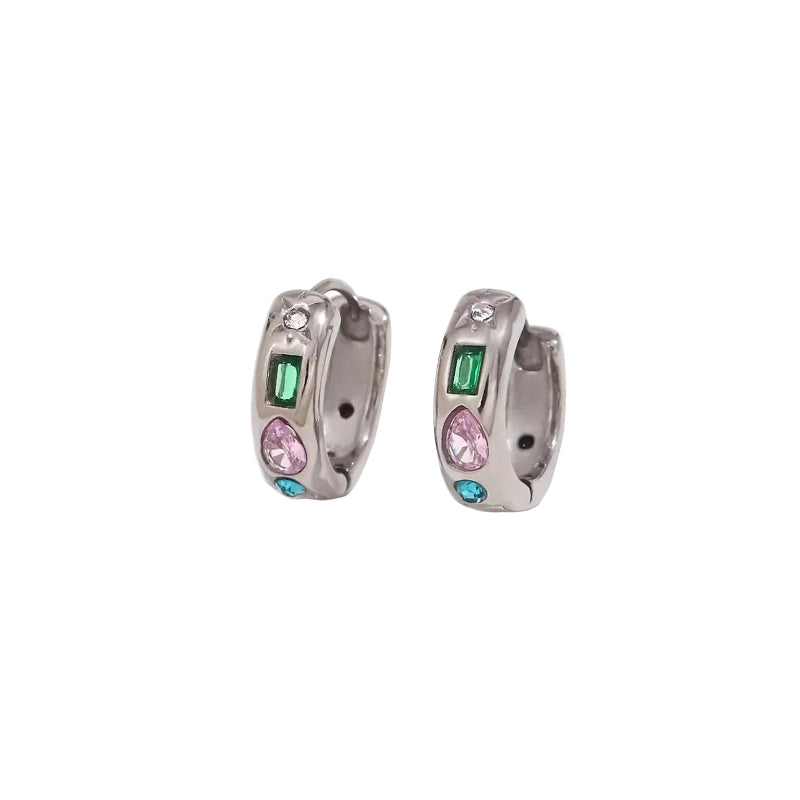 Geometric Stone Mini Hoops