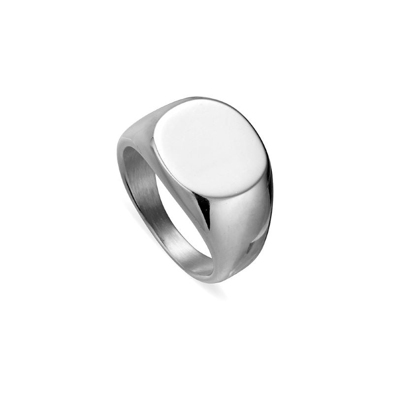 Mens Stainless Steel Rounded Signet Ring