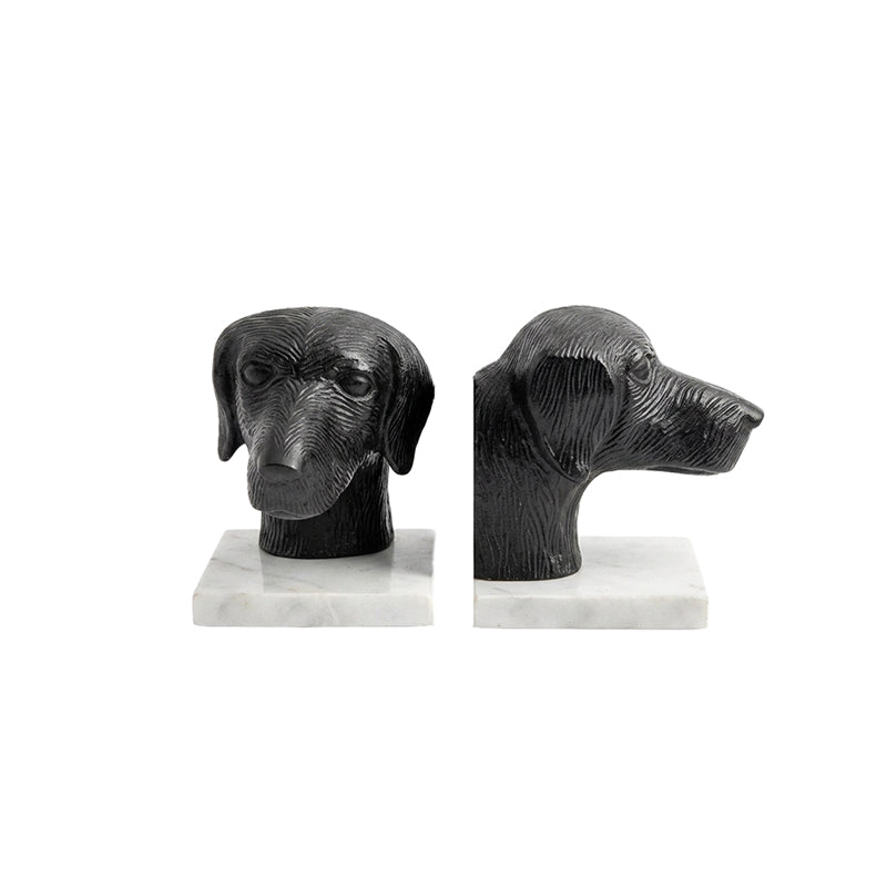 Black Metal Dog Bookends