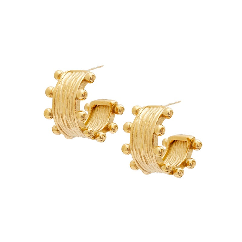 Wide Dotted Hoop Earrings