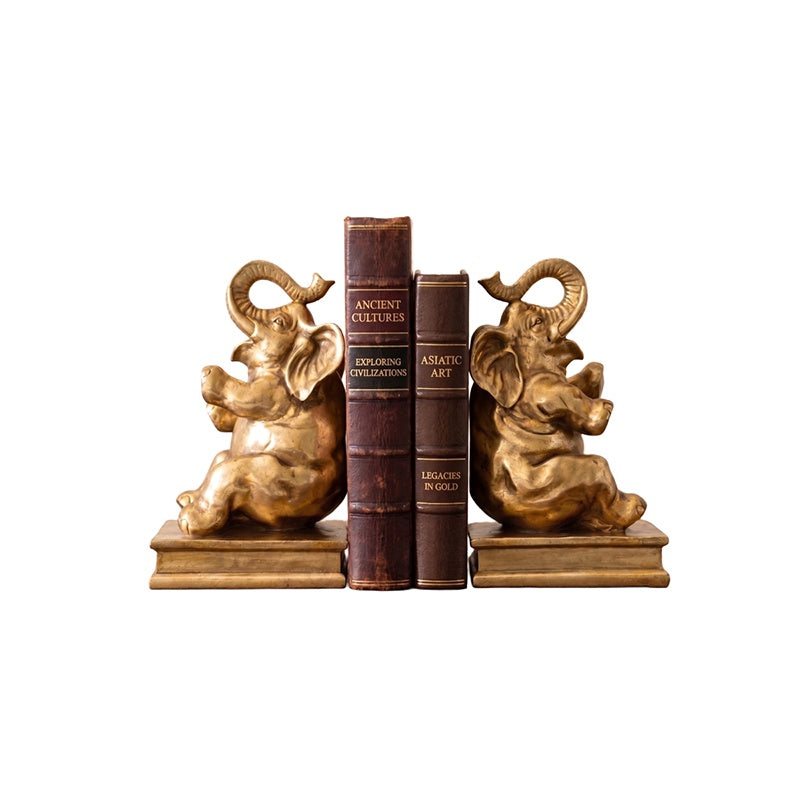 Gold Elephant Bookends