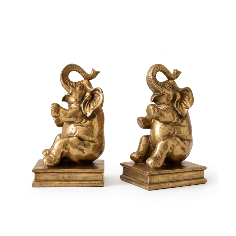 Gold Elephant Bookends