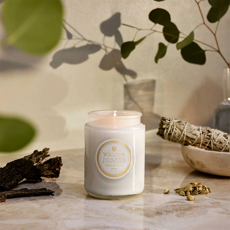 Voluspa Eucalyptus & White Sage candle