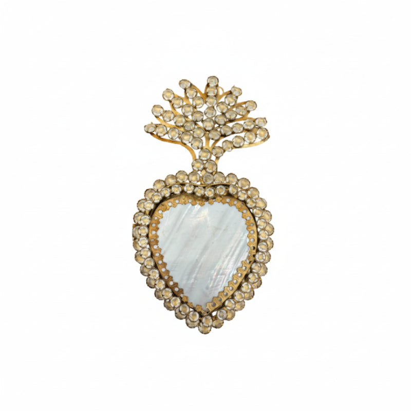 Mother of Pearl and Rhinestone Sacred Heart Box
