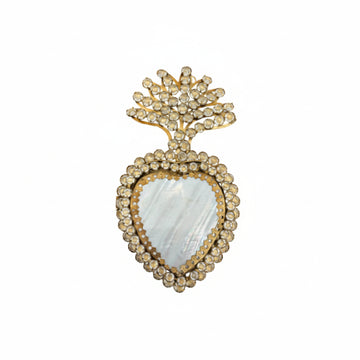 Mother of Pearl and Rhinestone Sacred Heart Box