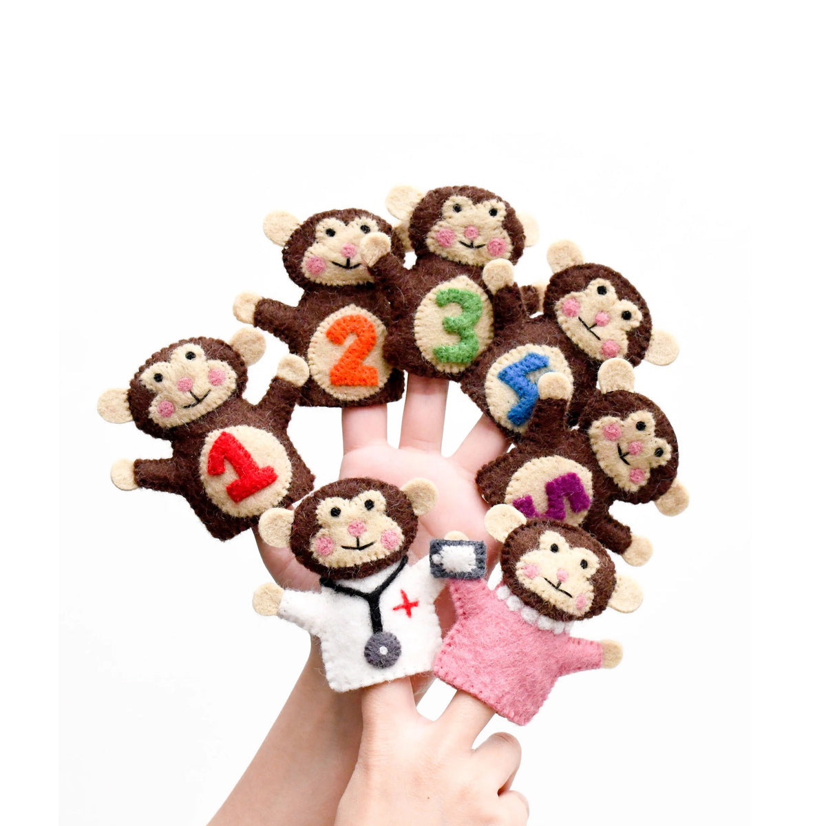 Wopohy Five Small Monkeys Swing In A Tree Finger Puppet Set - Monkeys And Alligator Animal Plush Finger Puppet Children Children Children's Favours