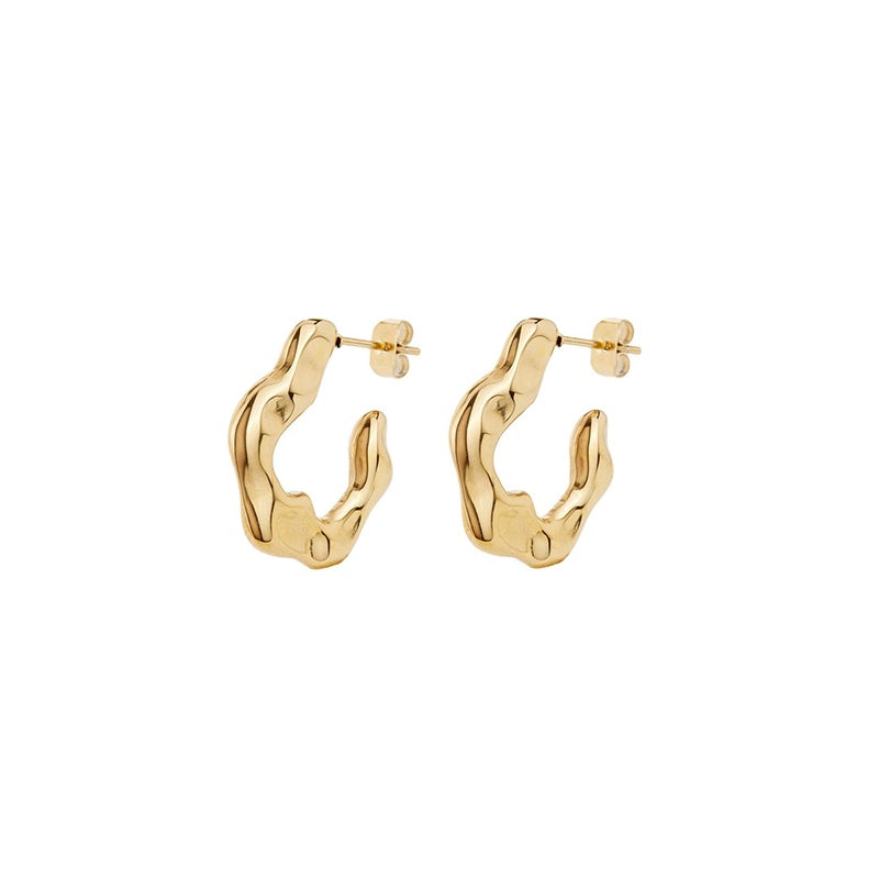 Mini Flat Liquid Gold Hoop Earrings