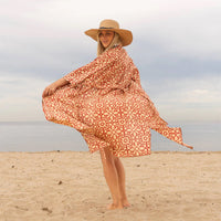 Red Geometric Kimono Robe