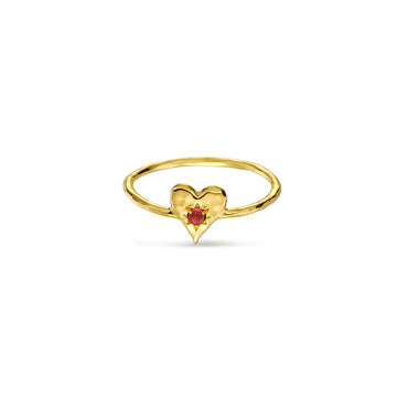 Gold Garnet Heart Ring