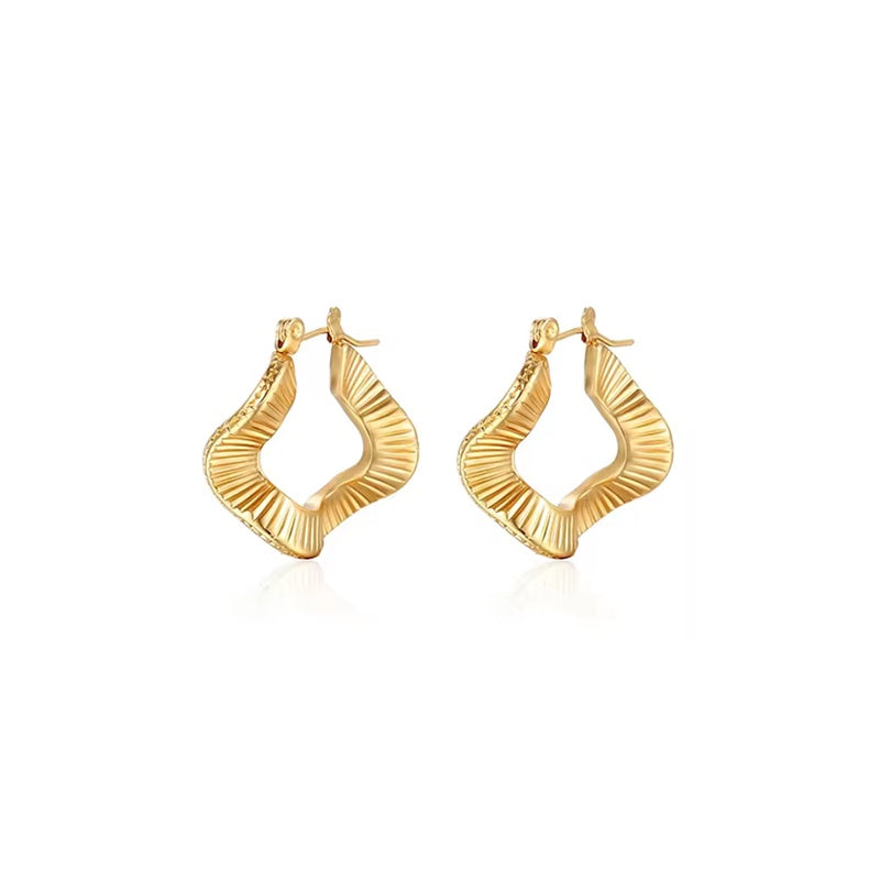 Gold Linear Curved Hoops