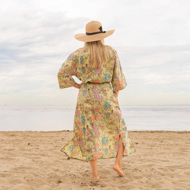 Green Peacock Kimono Robe