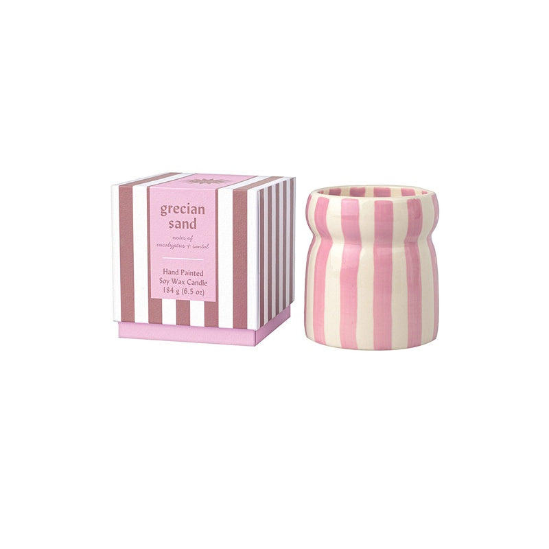 Grecian Sand Striped Cabana Candle