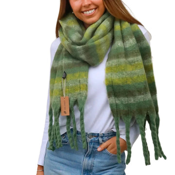 Green Stripe Winter Scarf