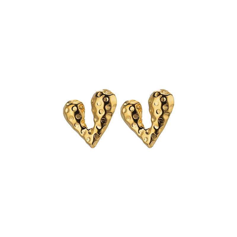 Geometric Hammered Heart Earrings