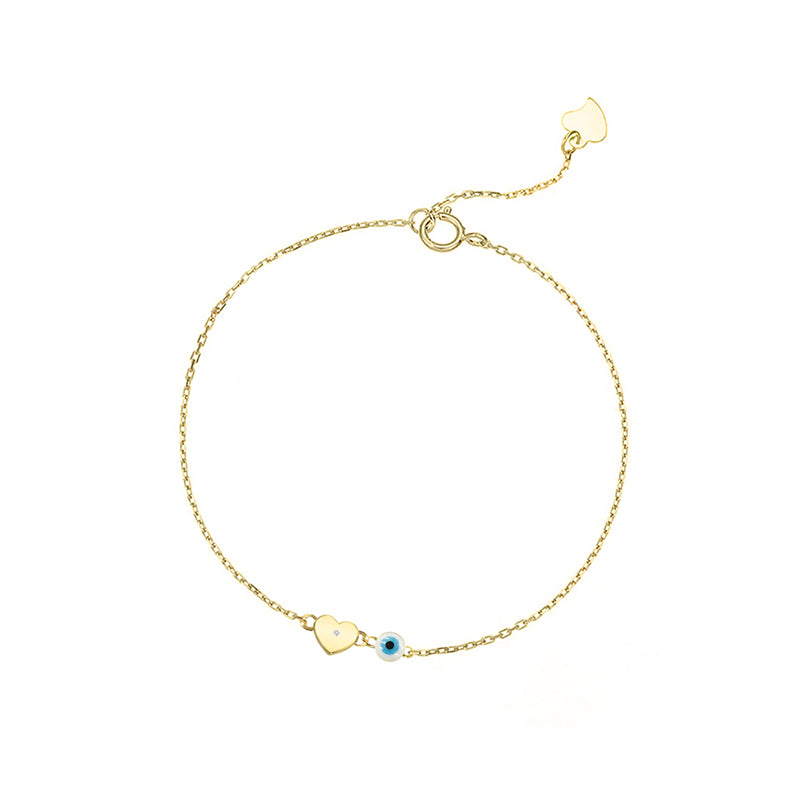Enamel Heart and Evil Eye Bracelet