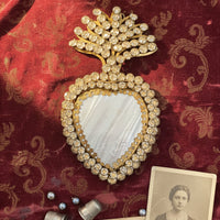 Mother of Pearl and Rhinestone Sacred Heart Box