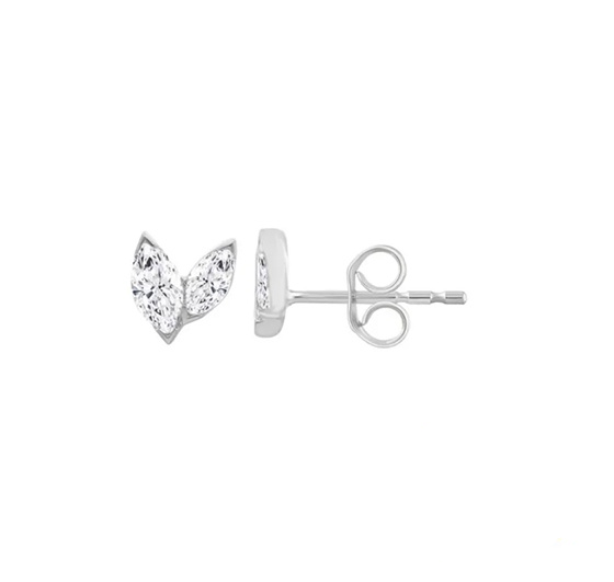 9k Gold Marquise Diamond Heart Studs