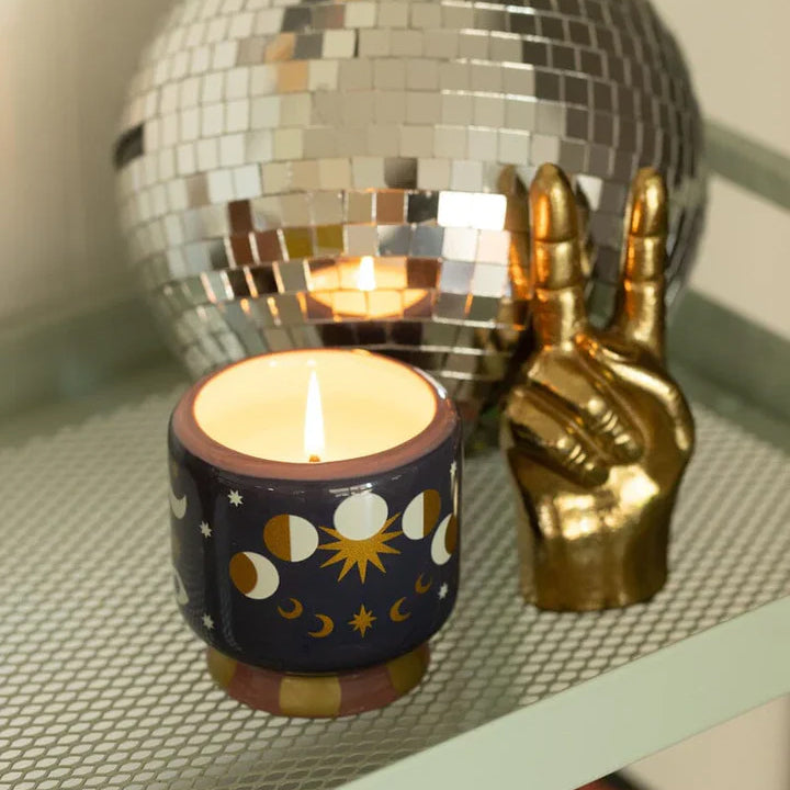 Jasmine and Rose Moon Phases Ceramic Candle