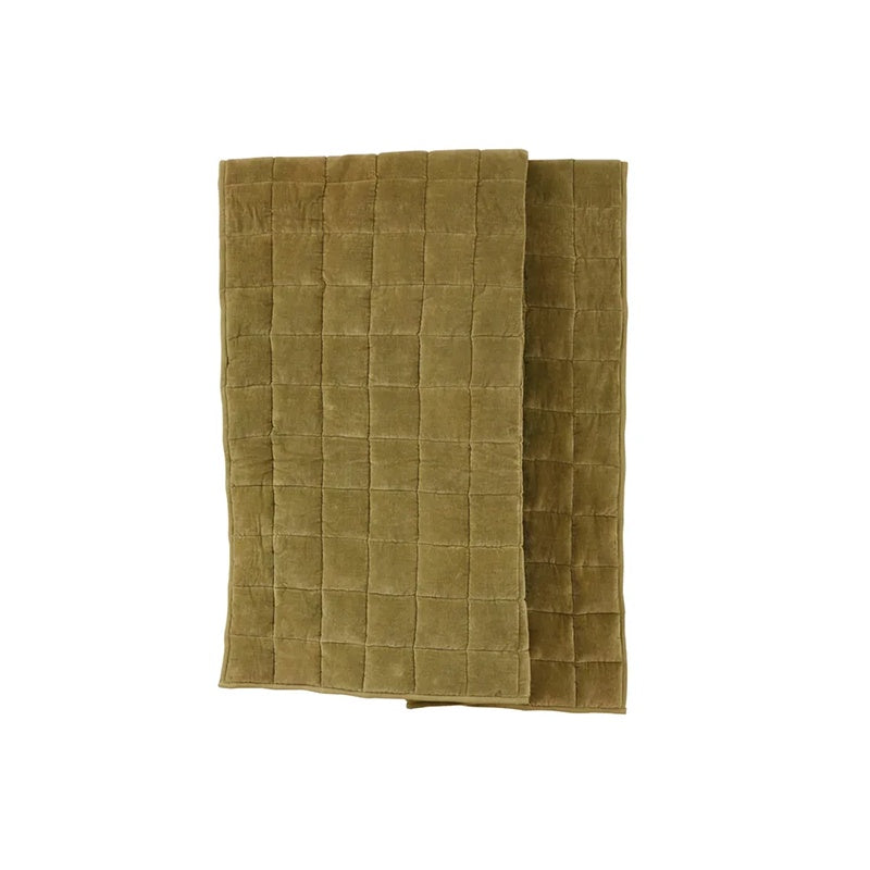 Quilted Velvet Throw - Olive
