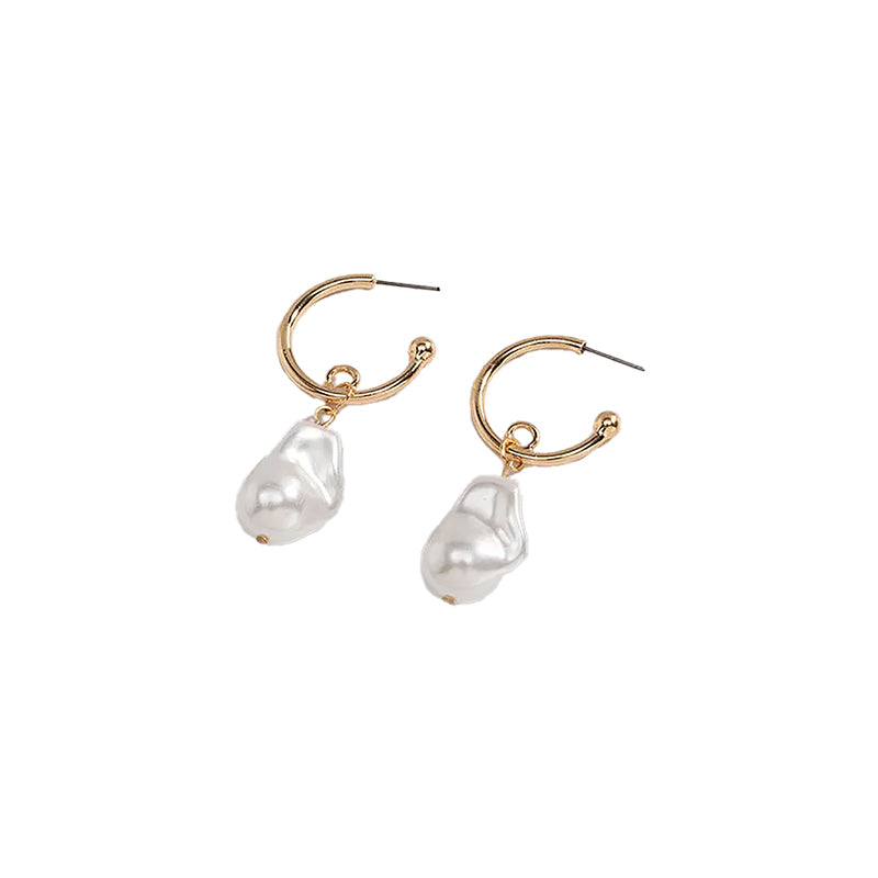 Open Hoop Pearl Earrings