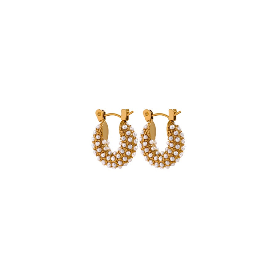 Gold Pearl Encrusted Hoops