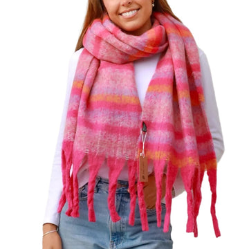 Pink Stripe Winter Scarf