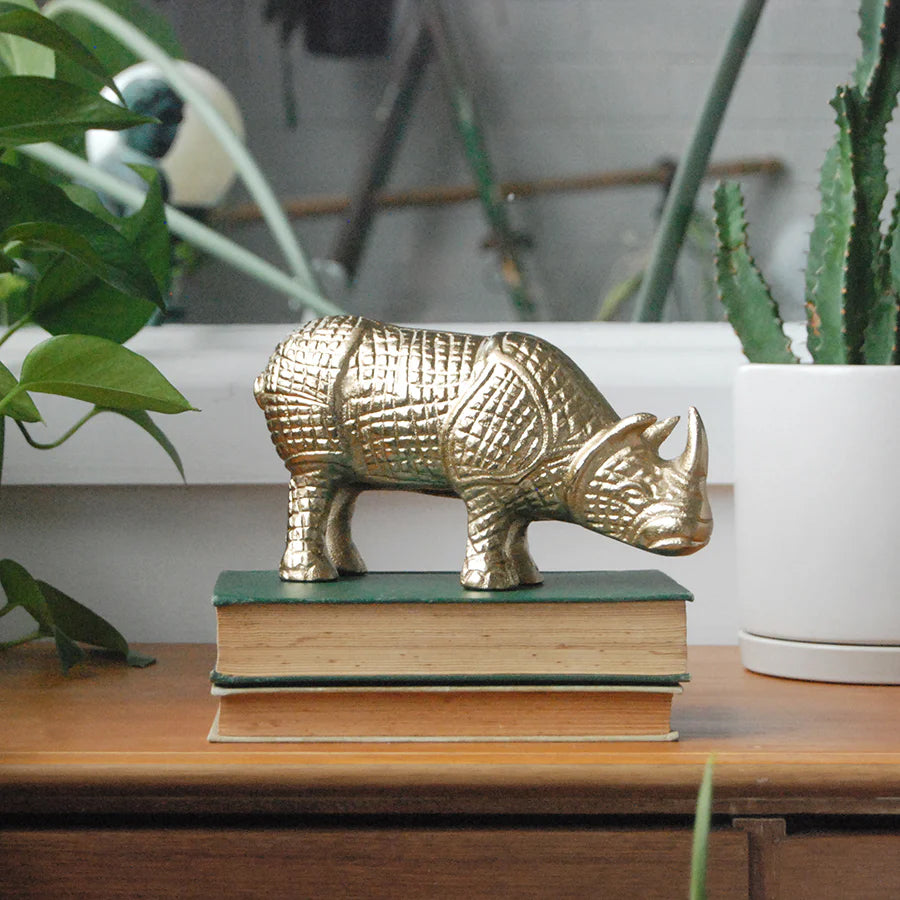 Gold Rhino Statue