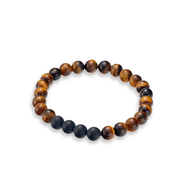 Tigers Eye with Onyx Mens Beaded Bracelet