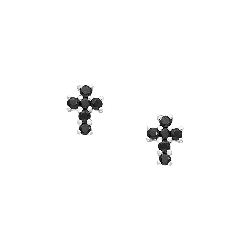 Mini Gemstone Cross Studs