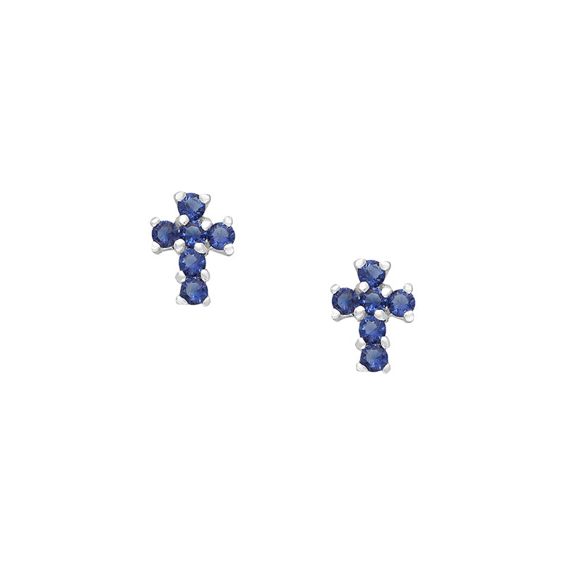 Mini Gemstone Cross Studs