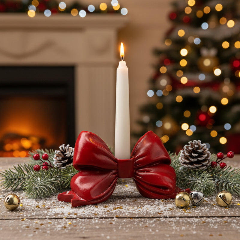 Red Bow Candle Holder