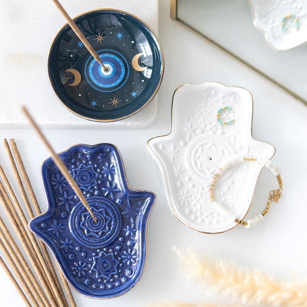 Ceramic Hamsa Incense Holder