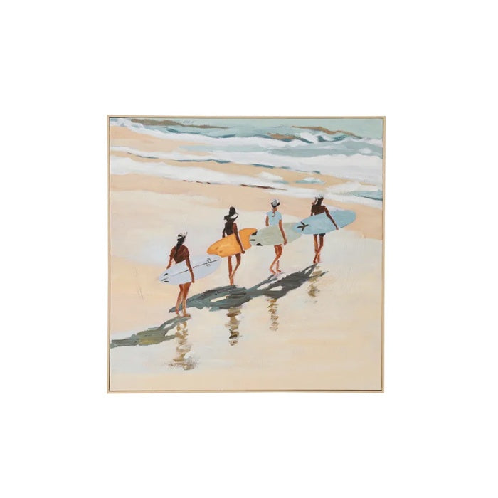 Surfers Framed Oil Painting