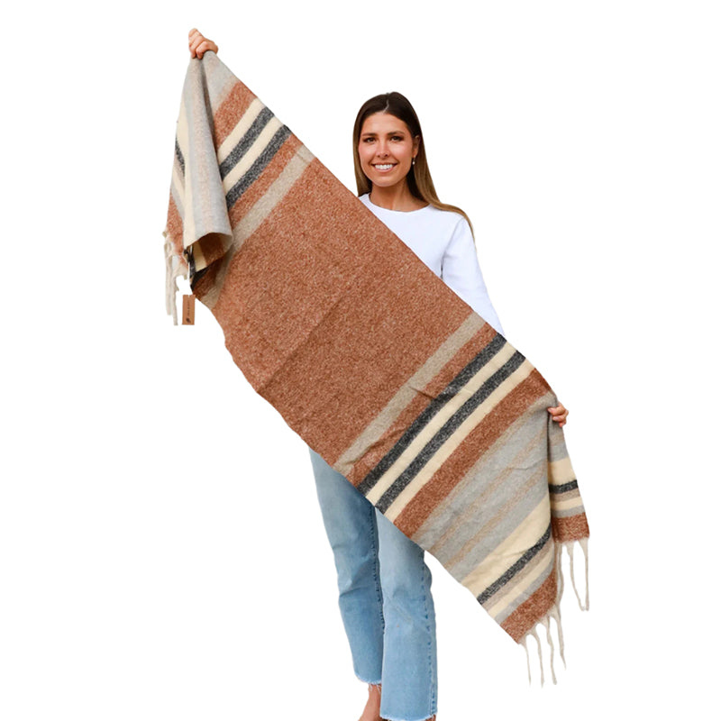 Tan Stripe Winter Scarf
